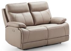 Canapé de relaxation 3 places électrique cuir beige Ducka 194 cm