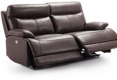 Canapé de relaxation 3 places électrique cuir marron Ducka 194 cm