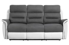 Canapé de relaxation 3 places manuel microfibre gris et simili blanc Momento