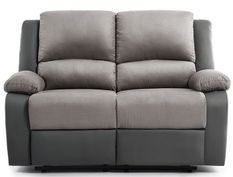 Canapé de relaxation manuel 2 places simili cuir gris et microfibre gris Confort