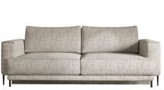 Canapé droit convertible 3 places tissu DAVINA 246 cm - Coffre & pieds métal noir