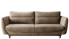 Canapé droit convertible 3 places velours ZURIK 236 cm - Coffre de rangement & pieds métal noir