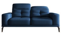 Canapé droit design 2/3 places tissu doux bleu foncé Torpille 195 cm