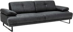 Canapé droit moderne 2 places tissu doux anthracite pieds métal noir Kustone 199 cm