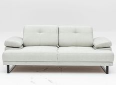 Canapé droit moderne 2 places tissu doux beige clair pieds métal noir Kustone 199 cm