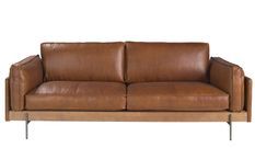Canapé en cuir brun tabac VERLA