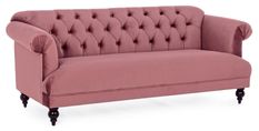 Canapé en polyester à effet de velours rose 3 places Betia