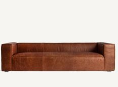 Canapé KURZA – Grand 3/4 places en cuir de vache marron