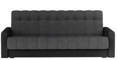 Canapé lit 3 places tissu gris clair et simili cuir noir Barote 210 cm
