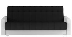 Canapé lit 3 places tissu noir et simili cuir blanc Barote 210 cm