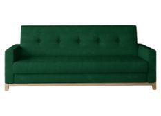 Canapé lit 3 places tissu vert foncé et pieds en bois de hêtre Saline 216 cm