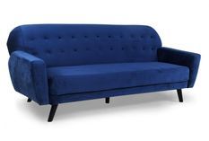 Canapé lit 3 places velours bleu Elliot 221 cm