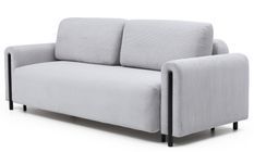 Canapé moderne 4 places tissu bouclé et pieds bois noir Dova 244 cm