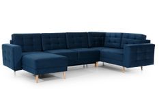 Canapé panoramique convertible ANSKA en tissu - Pieds bois naturel