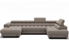 Canapé panoramique convertible avec têtières réglables FUZIAN – Tissu 358 cm