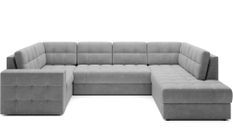 Canapé panoramique convertible BLOOM en tissu capitonné avec coffre – 299 cm