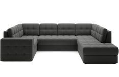 Canapé panoramique convertible BLOOM en velours capitonné avec coffre – 299 cm