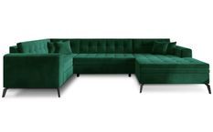 Canapé panoramique convertible BONTY en tissu matelassé – 340 cm