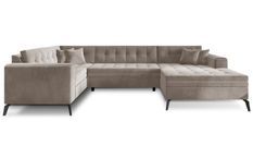Canapé panoramique convertible BONTY en velours matelassé – 340 cm