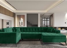 Canapé panoramique convertible BONTY tissu matelassé