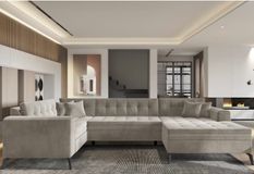 Canapé panoramique convertible BONTY velours matelassé