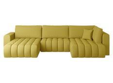 Canapé panoramique convertible design capitonné tissu jaune méridienne gauche Boston 350 cm