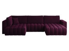 Canapé panoramique convertible design capitonné velours bordeaux méridienne droite Boston 350 cm