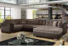 Canapé panoramique convertible DIANO en velours – 338 cm