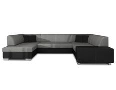 Canapé panoramique convertible HOUSTON en bi-matière avec coffre de rangement