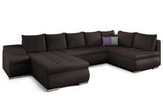 Canapé panoramique convertible JONAZ simili cuir - Rangement integré