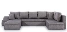 Canapé panoramique convertible JONAZ tissu - Rangement integré