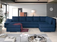 Canapé panoramique convertible JONAZ velours - Rangement integré