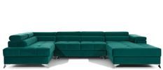 Canapé panoramique convertible KUTTY velours - Rangement et têtières réglables