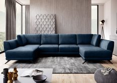 Canapé panoramique convertible LARGOS - Velours irrésistiblement douillet