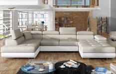 Canapé panoramique convertible ROMANO - Rangement et appuie-têtes réglables