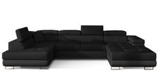 Canapé panoramique convertible ROMANO en tissu avec coffre de rangement