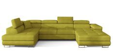 Canapé panoramique convertible ROMANO tissu - Rangement et appuie-têtes réglables