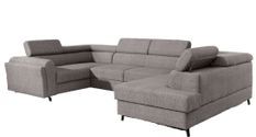 Canapé panoramique convertible SKADA en tissu avec coffre et têtières réglables – 336 cm