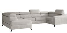 Canapé panoramique convertible SKADA velours – Rangement et appuis-têtes réglables