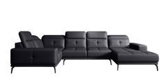 Canapé panoramique convertible SKAW en simili cuir avec têtières réglables – 350 cm