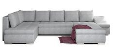 Canapé panoramique convertible tissu gris clair Jonaz 340 cm