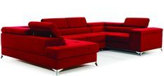 Canapé panoramique convertible TRIANO velours - Coffre de rangement et têtières réglables