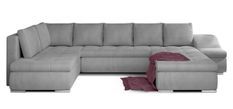 Canapé panoramique convertible velours gris clair Jonaz 340 cm