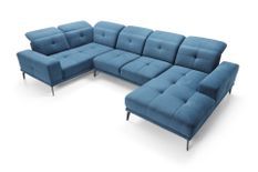 Canapé panoramique SKAW en tissu avec têtières réglables – 350 cm