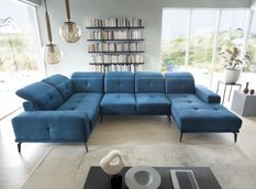 Canapé panoramique SKAW en tissu avec têtières réglables – 350 cm