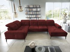 Canapé panoramique SKAW en velours avec têtières réglables – 350 cm