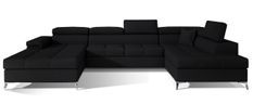 Canapé panoramique tissu noir coffre de rangement à droite Kutty 345 cm