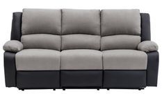 Canapé relaxation électrique 3 places simili cuir noir et microfibre gris Confort