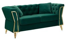Canapé vert velours matelassé élégant design Emy