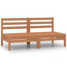 Canapés centraux de jardin 2 pcs Marron miel Bois de pin massif